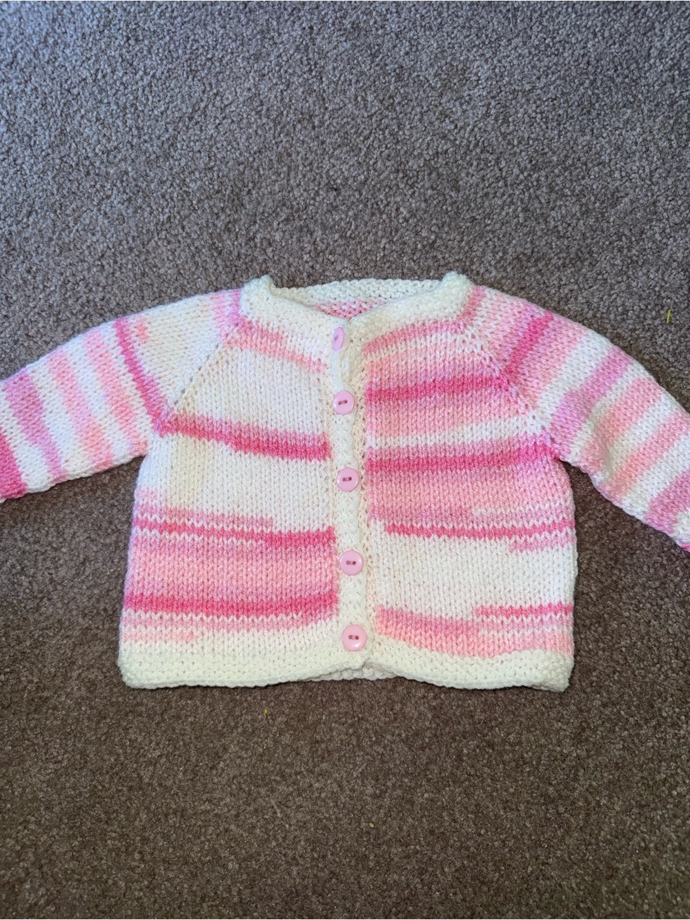 Baby Pink & White Striped Knit Cardigan Jacket - Kids